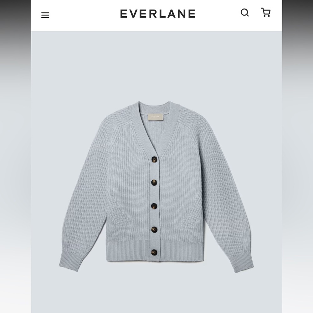 NWOT 100% Wool Everlane Sold Out Felted Merino Cardigan Sky Blue (Womens…